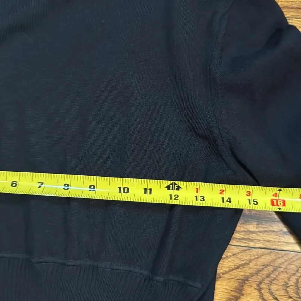 D. EXTERIOR Women's‎ Black Extra Fine Wool Cardigan Elegant Pleated Back Panel S - Picture 11 of 13